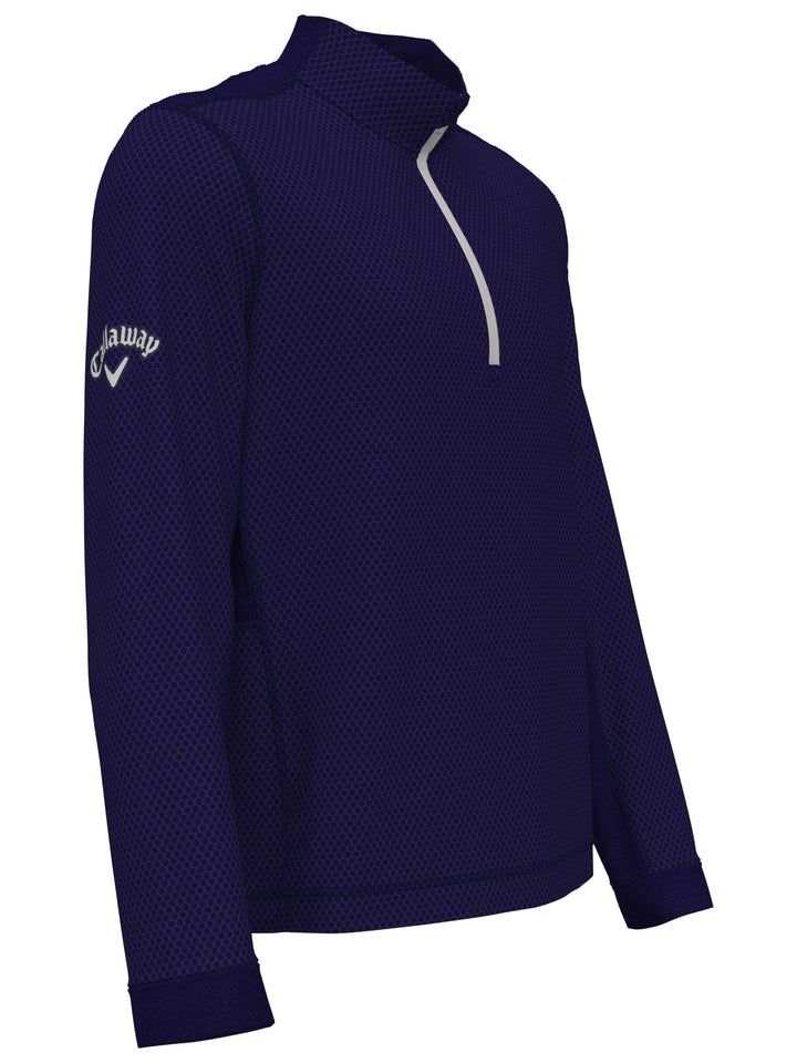 Hexagon Textured 1/2 Zip Base Layer Golf Top (Peacoat) 