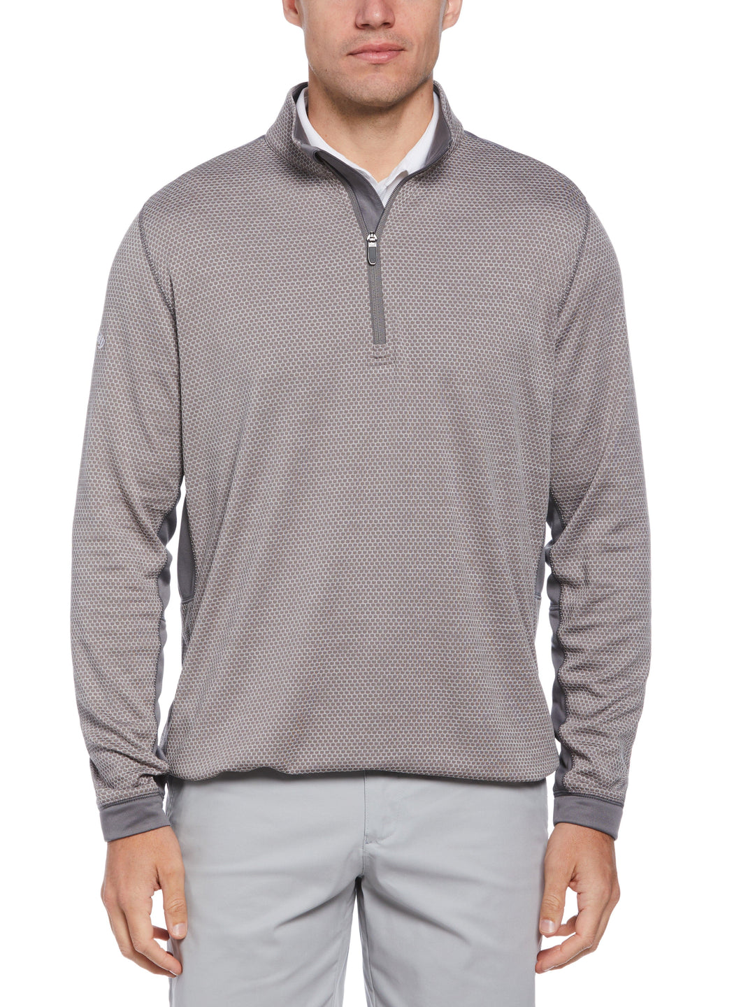Hexagon Textured 1/2 Zip Base Layer Golf Top (Medium Grey Htr) 