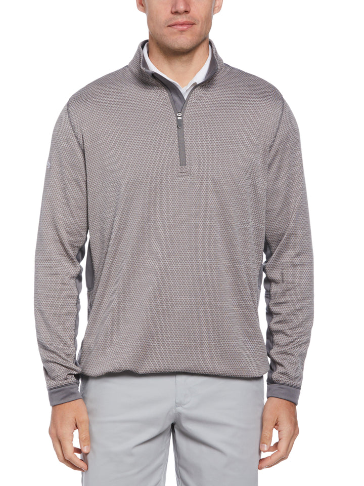 Hexagon Textured 1/2 Zip Base Layer Golf Top (Medium Grey Htr) 