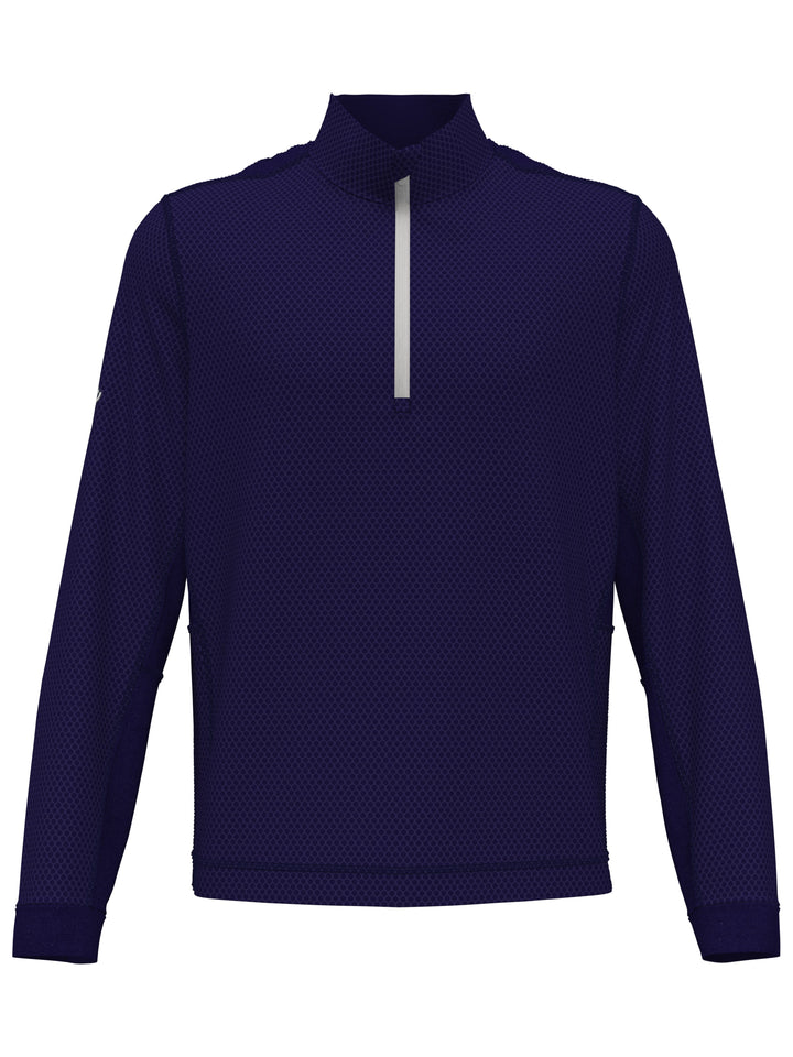 Hexagon Textured 1/2 Zip Base Layer Golf Top (Peacoat) 