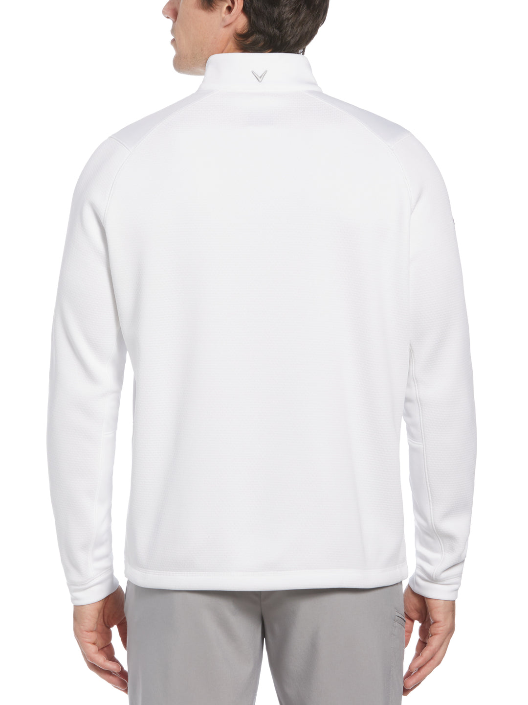 Hexagon Textured 1/2 Zip Base Layer Golf Top (Bright White) 