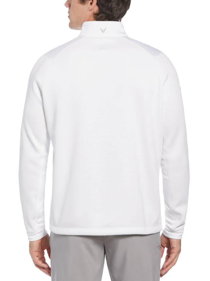 Hexagon Textured 1/2 Zip Base Layer Golf Top (Bright White) 