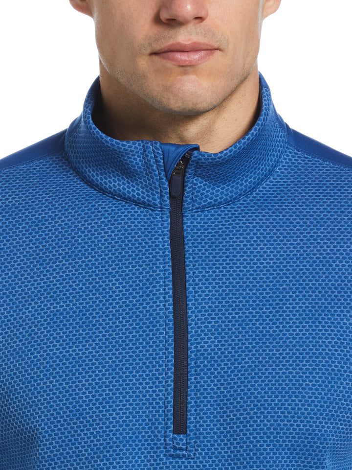 Hexagon Textured 1/2 Zip Base Layer Golf Top (Med Galaxy Htr) 