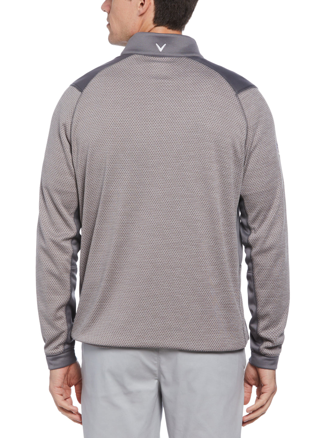 Hexagon Textured 1/2 Zip Base Layer Golf Top (Medium Grey Htr) 
