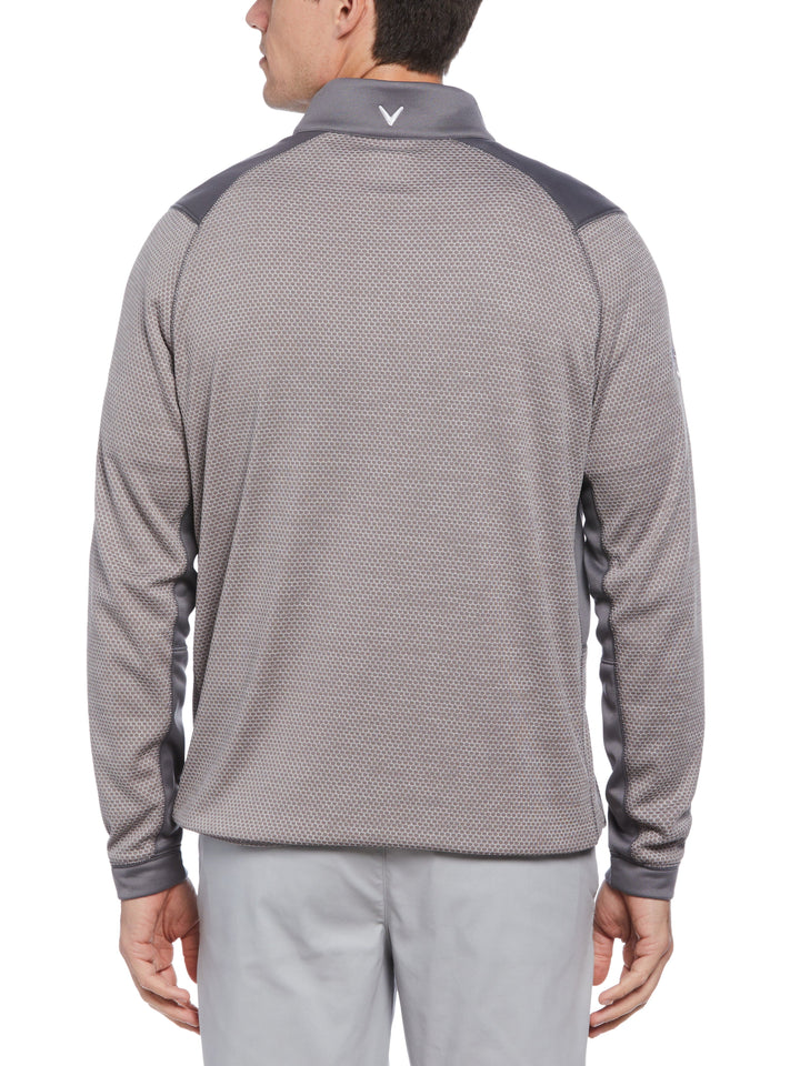 Hexagon Textured 1/2 Zip Base Layer Golf Top (Medium Grey Htr) 