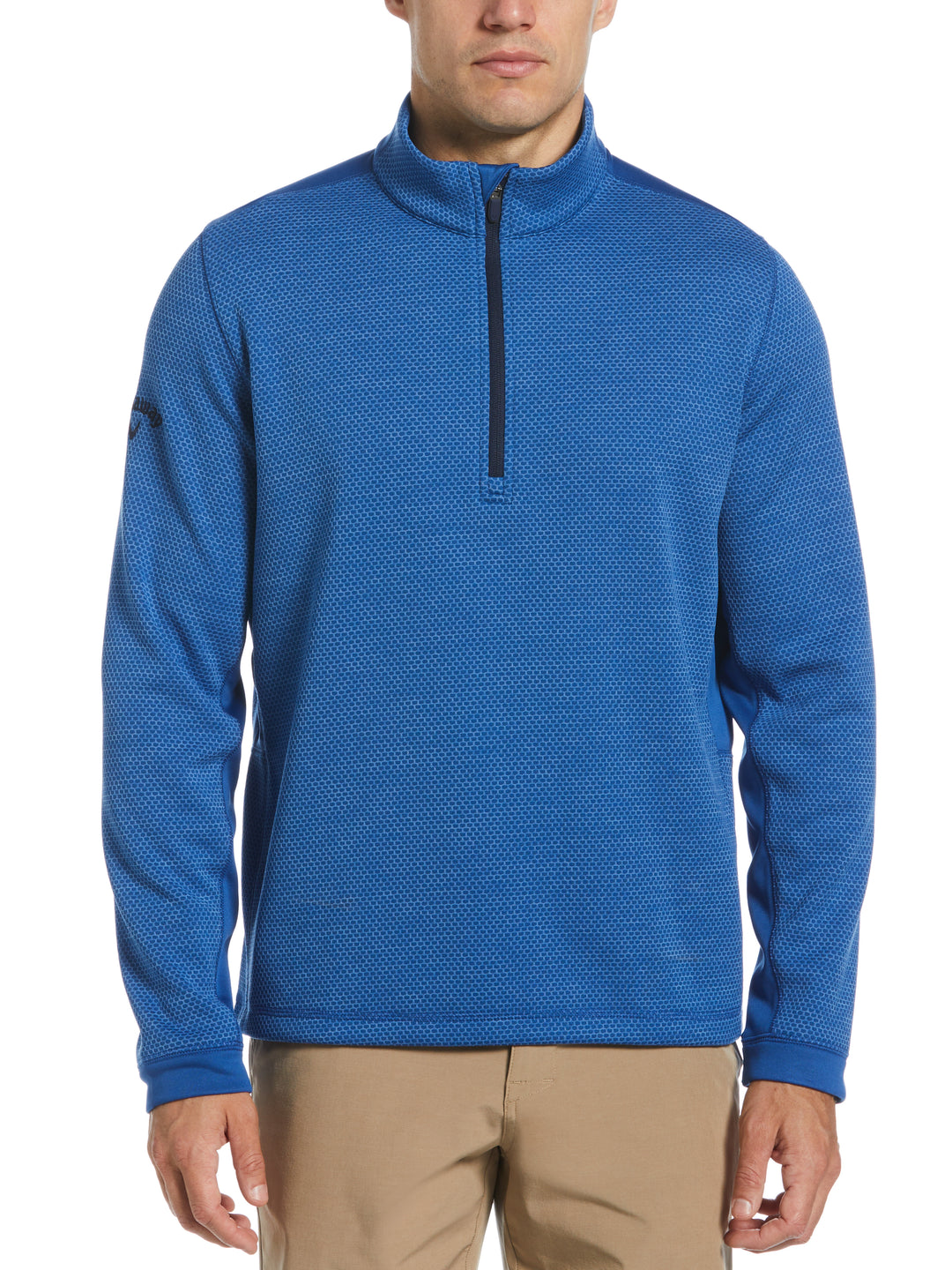 Hexagon Textured 1/2 Zip Base Layer Golf Top (Med Galaxy Htr) 