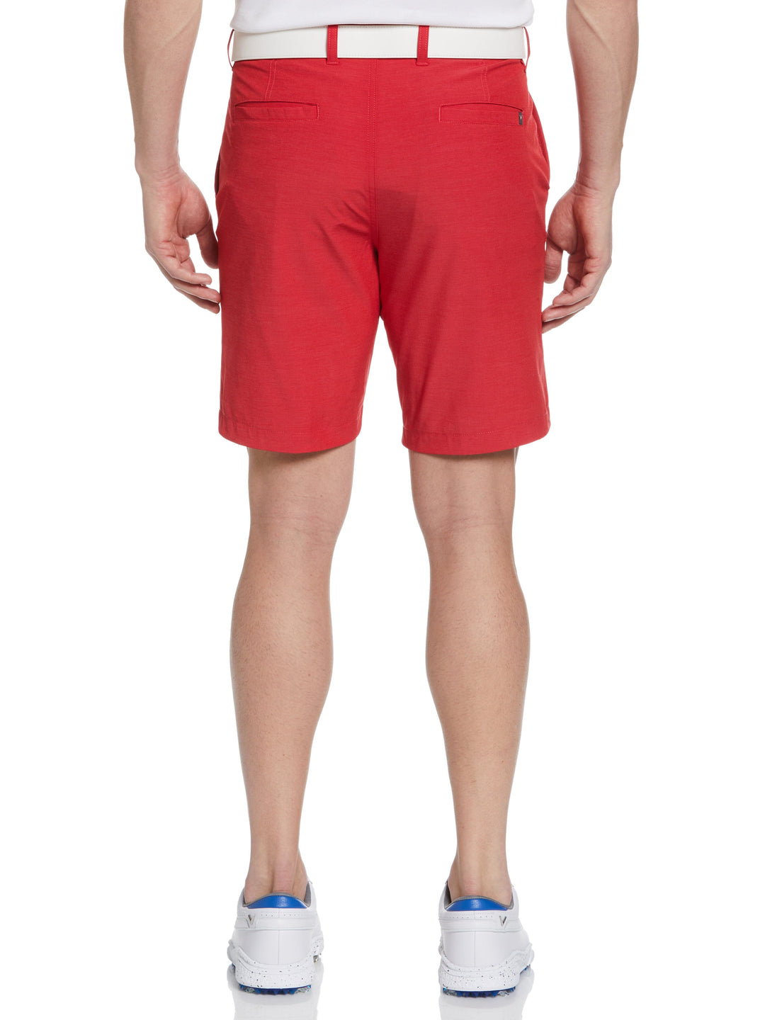 Mens Horizontal Texture Flat Front Golf Short (Lt. Tango Red Htr) 