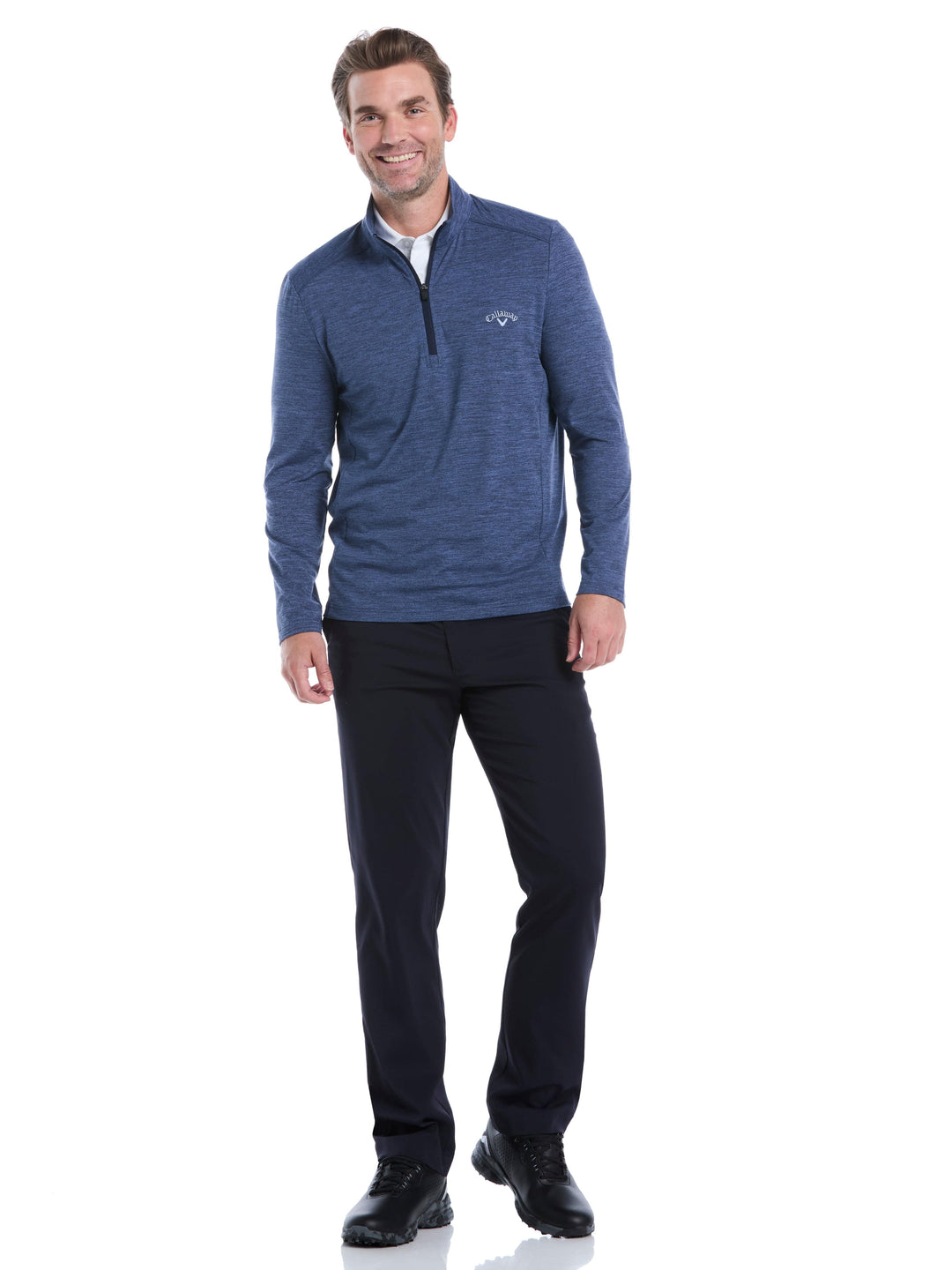 Lightweight 1/4 Zip Golf Pullover (Peacoat Heather) 