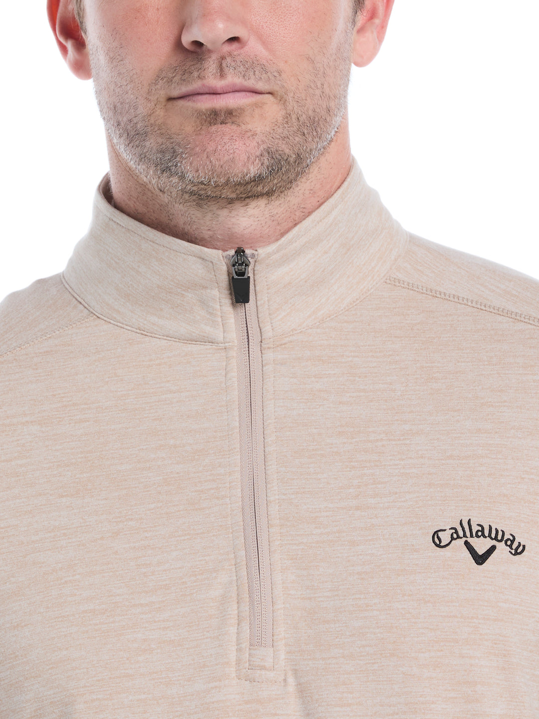 Lightweight 1/4 Zip Golf Pullover (Khaki Htr) 