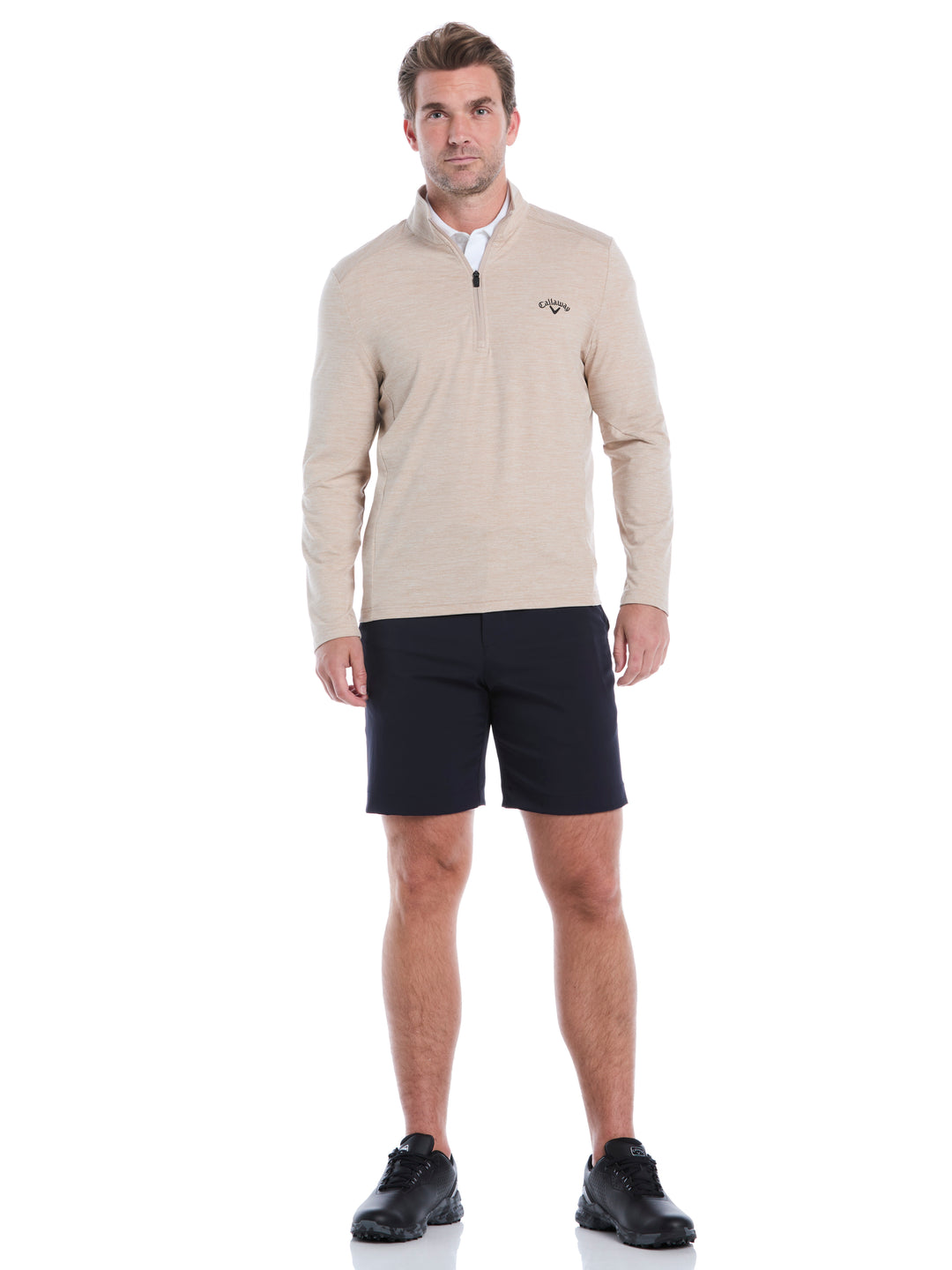 Lightweight 1/4 Zip Golf Pullover (Khaki Htr) 