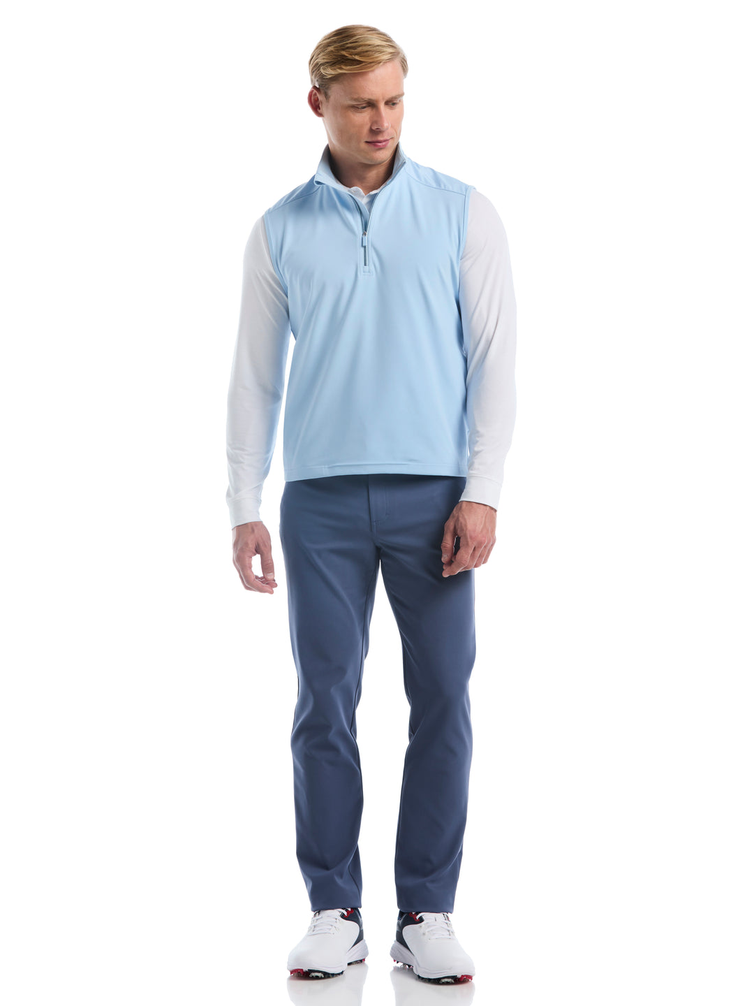 Lightweight Knit 1/4 Zip Golf Vest (Cerulean) 