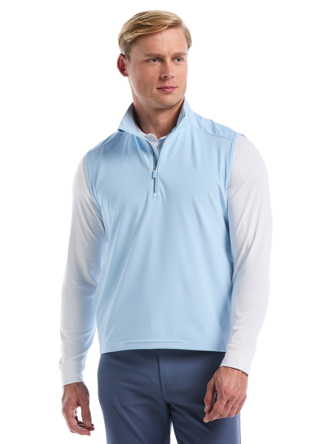 Lightweight Knit 1/4 Zip Golf Vest (Cerulean) 