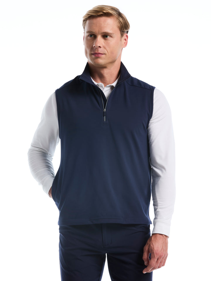 Lightweight Knit 1/4 Zip Golf Vest (Peacoat) 