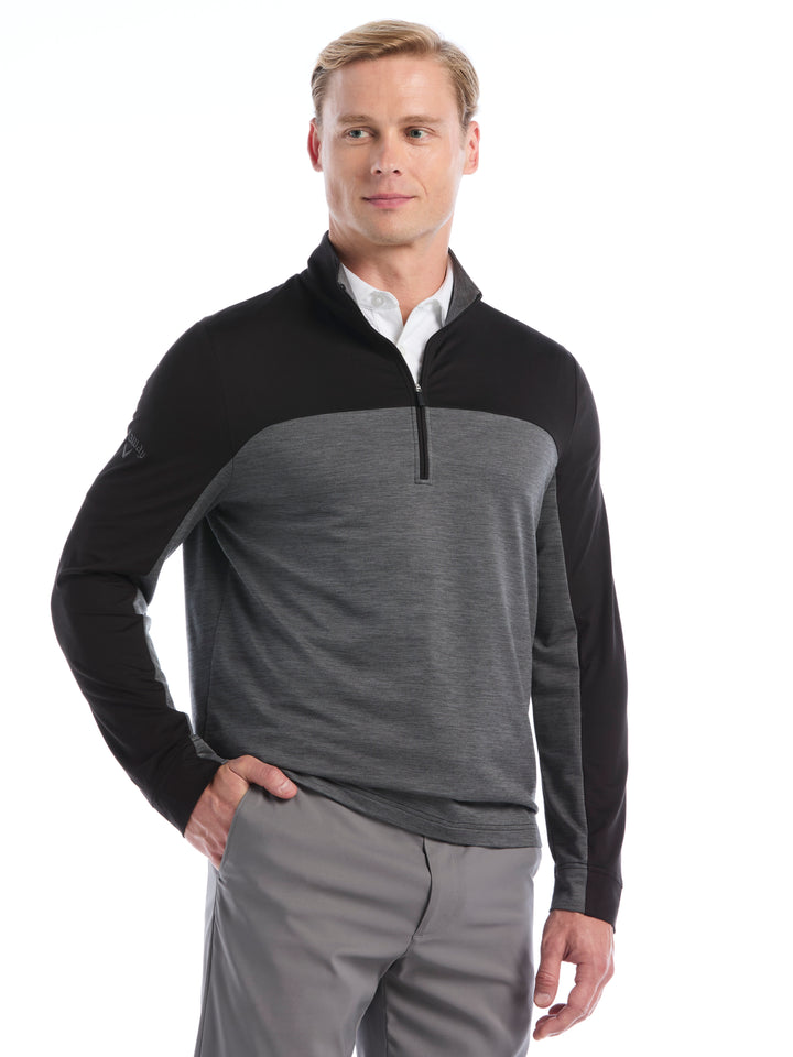 Mens Lightweight Lux Touch Quarter Zip-Pullovers-Black-S-Callaway