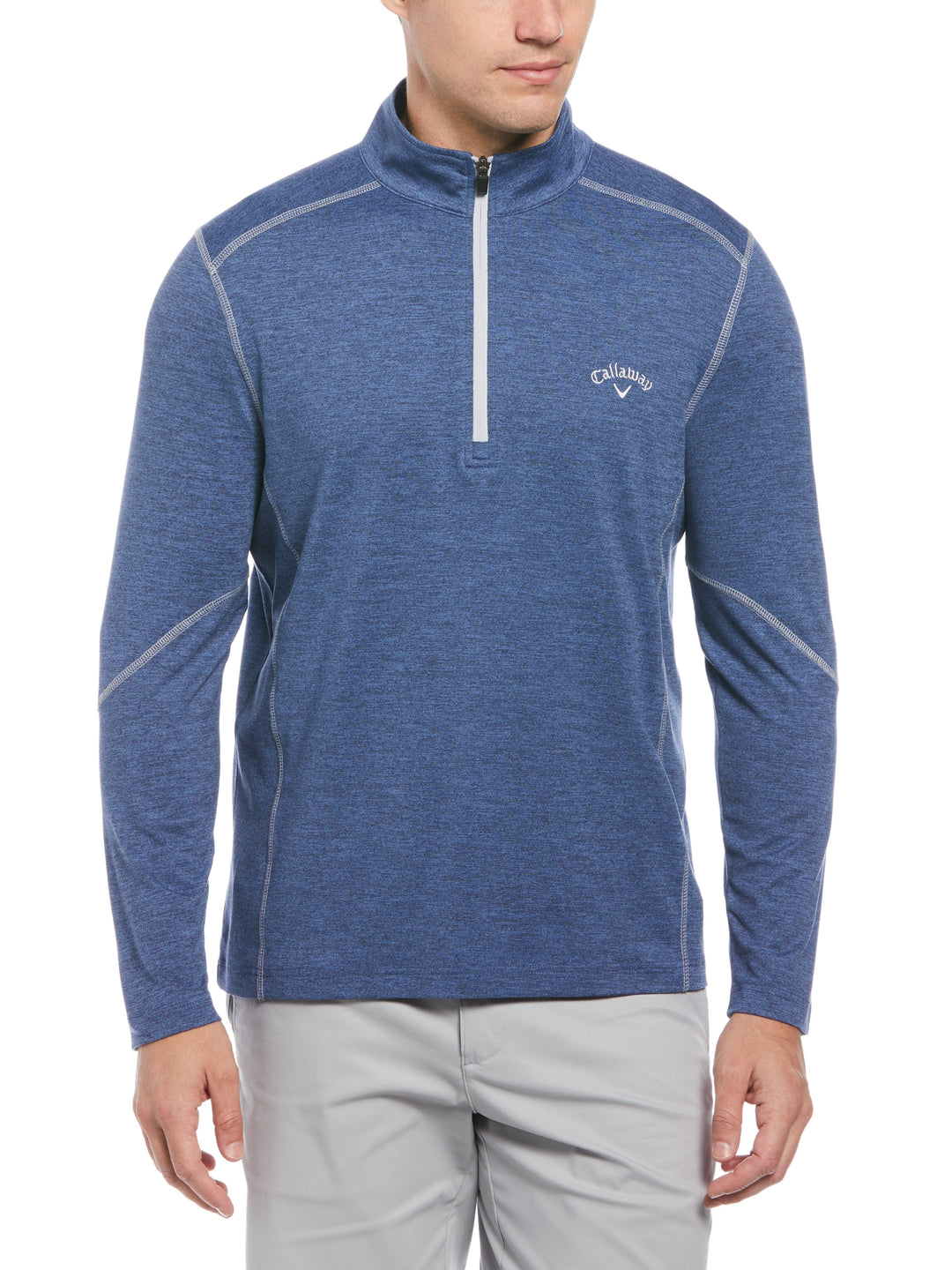 Lightweight Quarter Zip Golf Pullover (Peacoat Heather) 