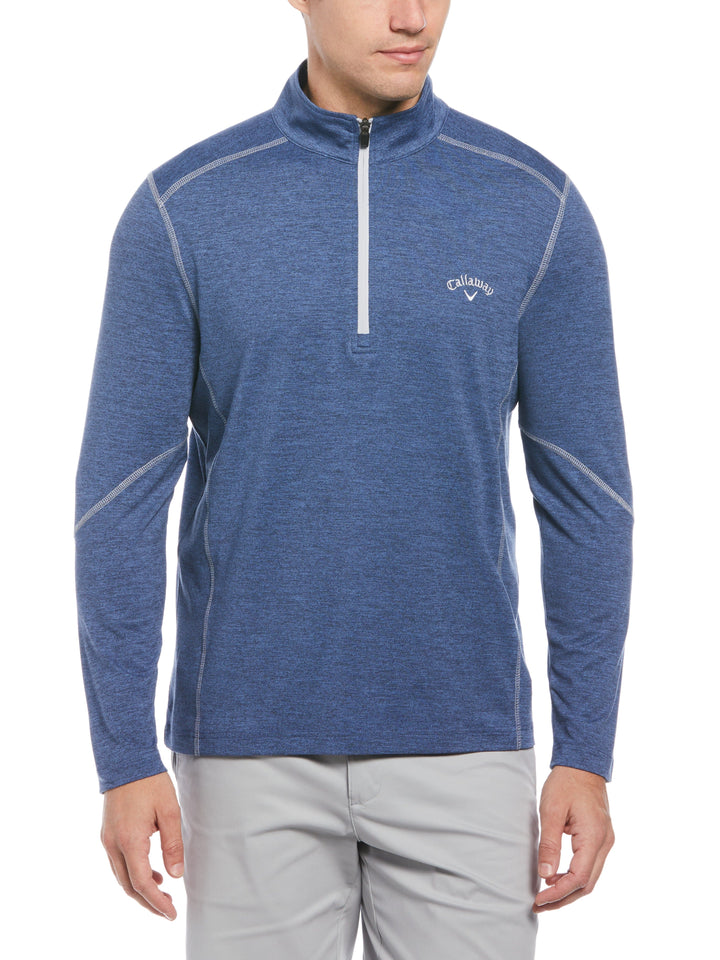 Lightweight Quarter Zip Golf Pullover (Peacoat Heather) 