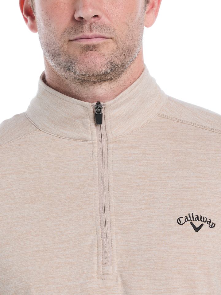 Lightweight 1/4 Zip Golf Pullover (Khaki Htr) 