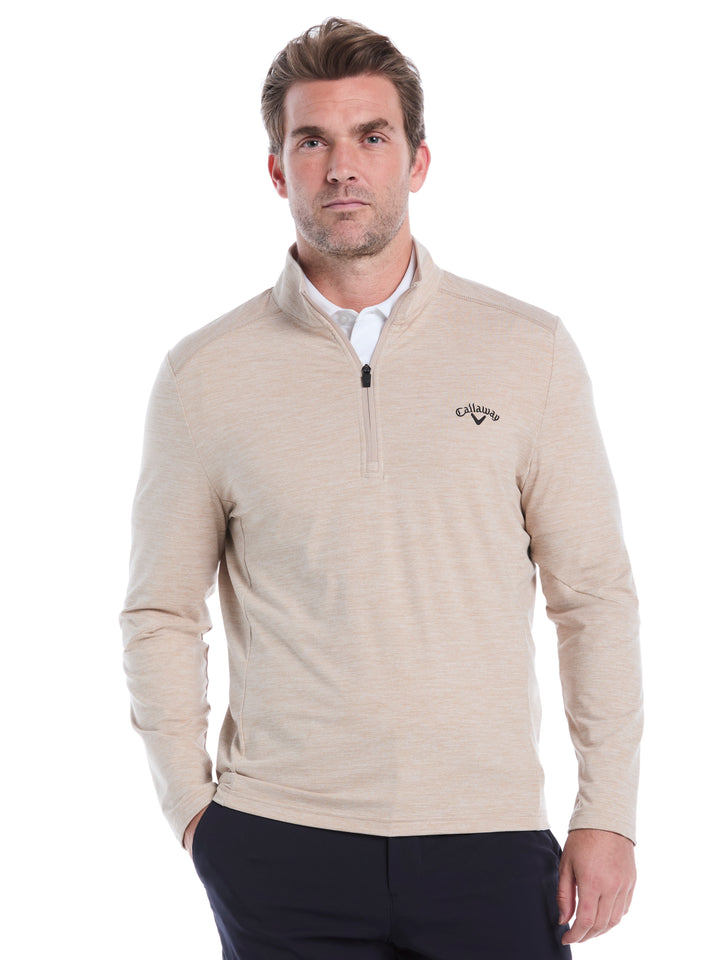 Lightweight 1/4 Zip Golf Pullover (Khaki Htr) 