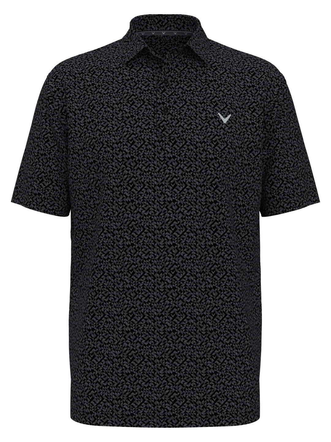 Mens Linear Chevron Print Polo (Caviar) 