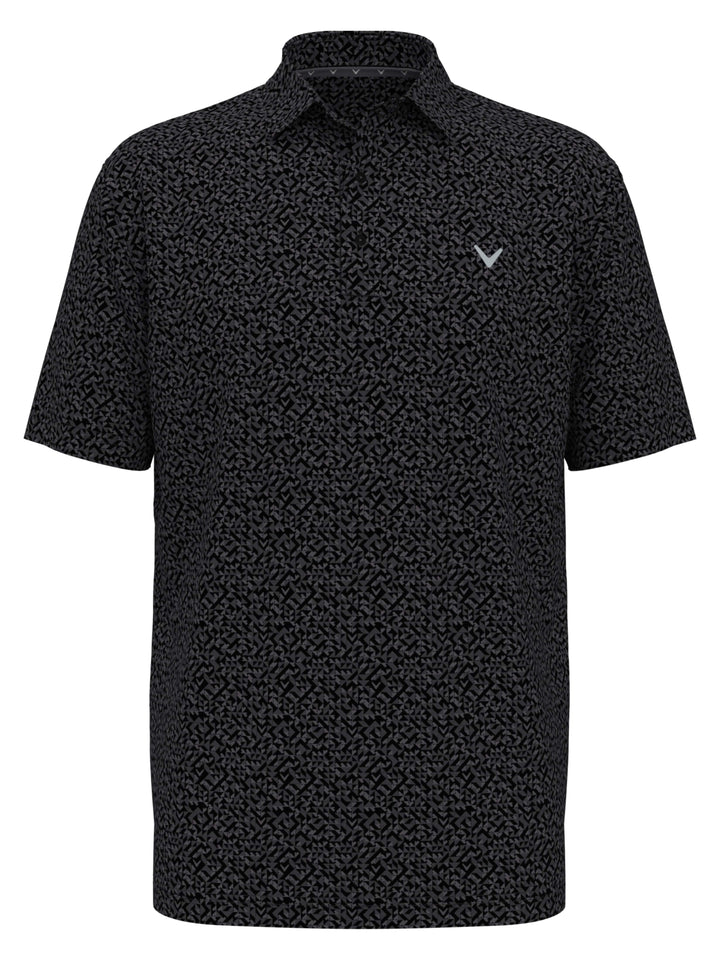 Mens Linear Chevron Print Polo (Caviar) 