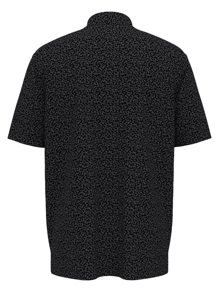 Mens Linear Chevron Print Polo (Caviar) 