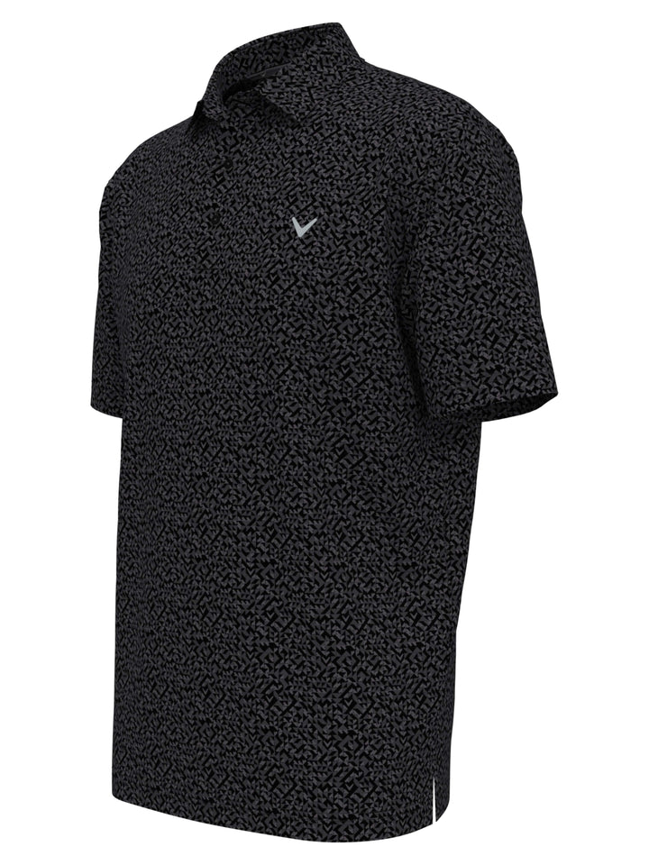 Mens Linear Chevron Print Polo (Caviar) 