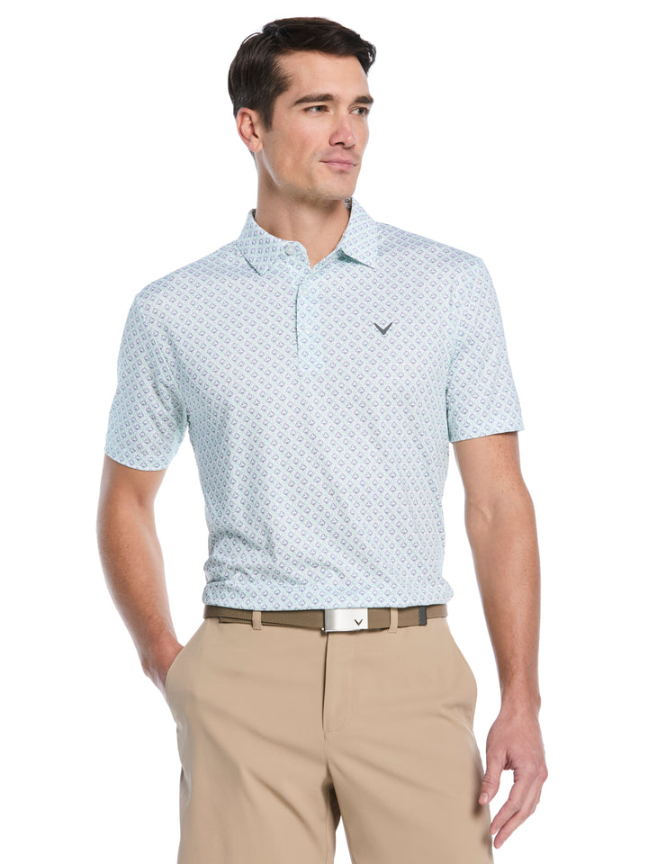 Mens Lucky Cards Print Polo-Polos-Bright White/Bright Green-S-Callaway