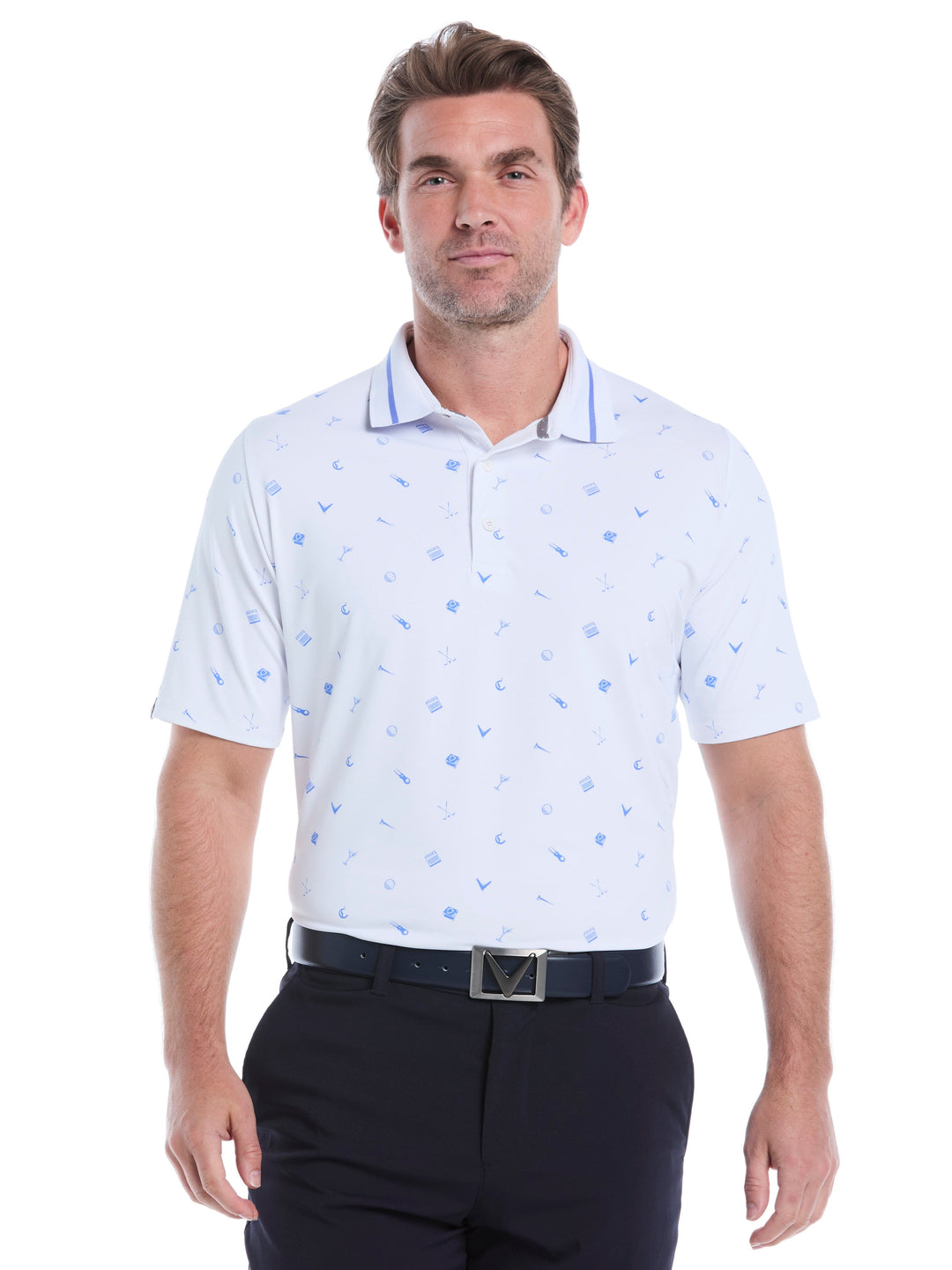 Memento Print Golf Polo (Bright White) 