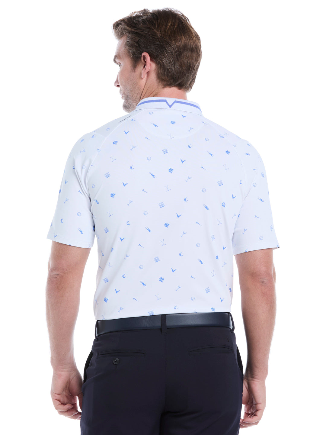 Memento Print Golf Polo (Bright White) 