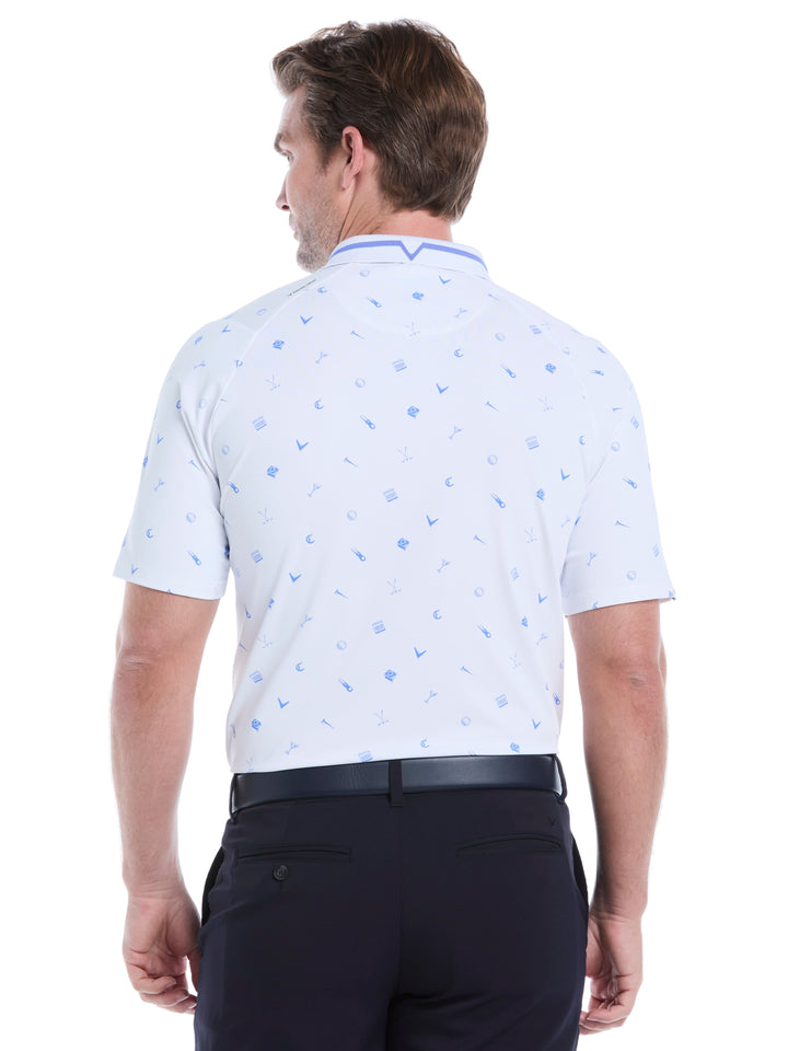 Memento Print Golf Polo (Bright White) 