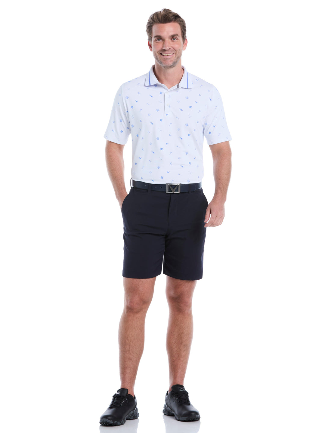 Memento Print Golf Polo (Bright White) 