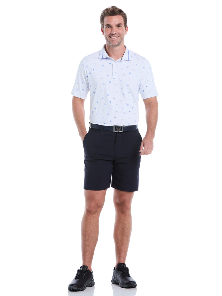 Memento Print Golf Polo (Bright White) 