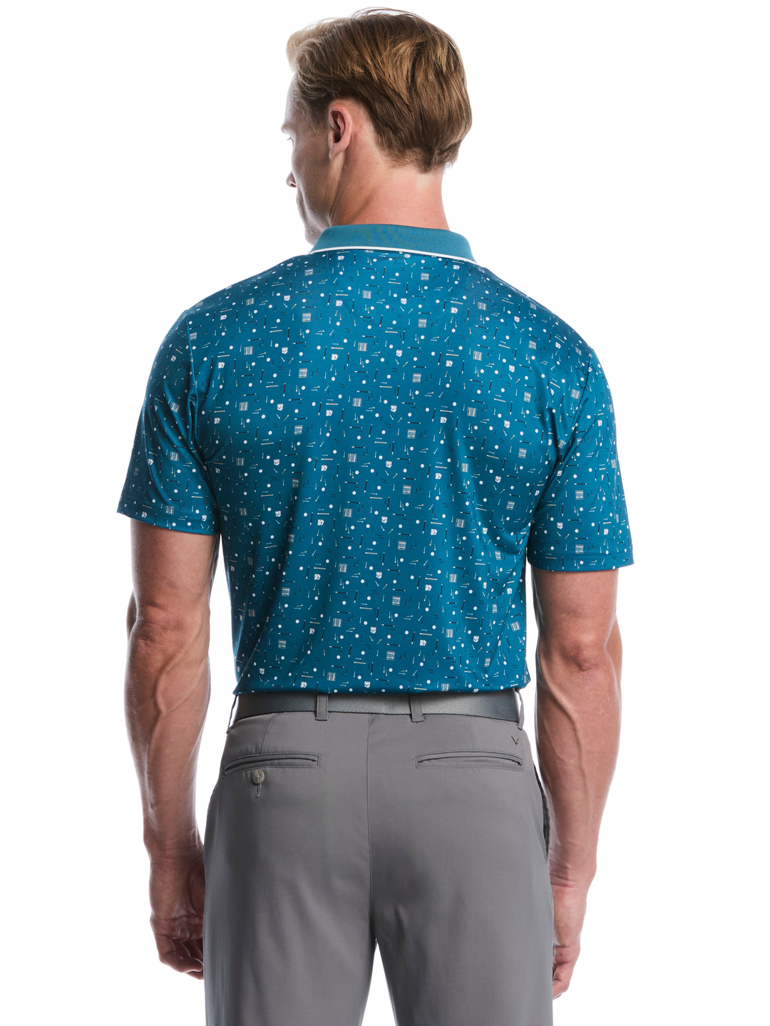 Memento Print Golf Polo (Blue Coral) 