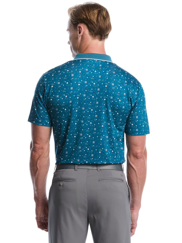 Memento Print Golf Polo (Blue Coral) 