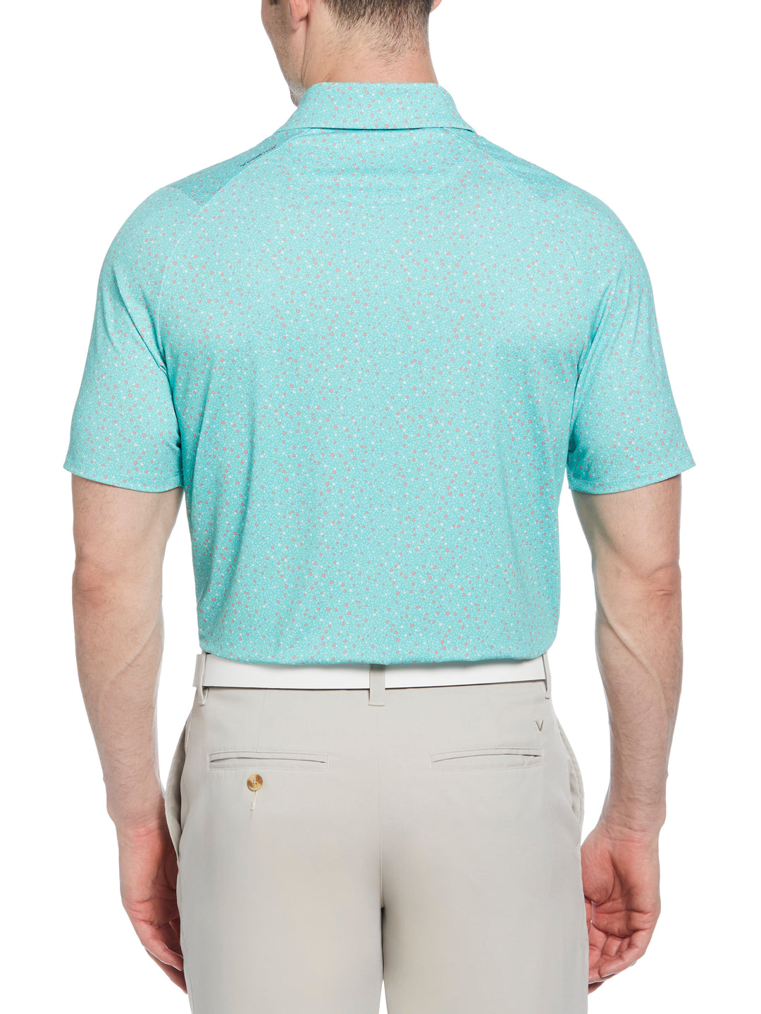 Mens Micro Floral Print Polo (Neptune Green) 