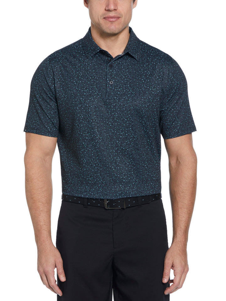 Mens Micro Floral Print Polo (Caviar) 