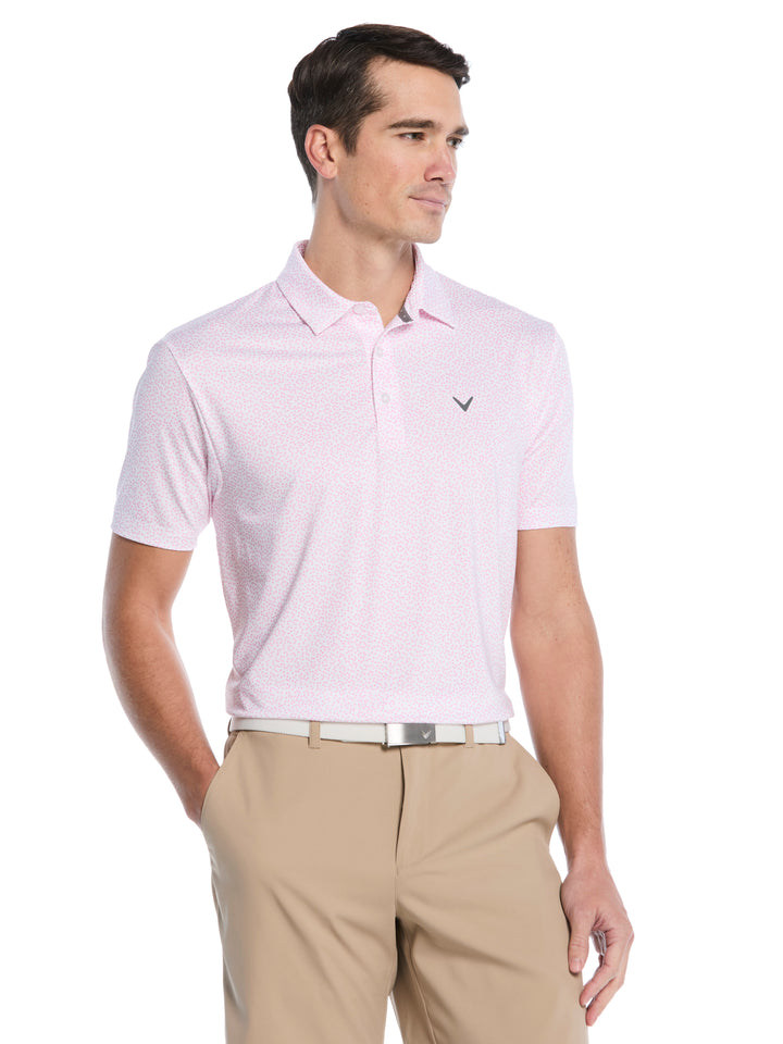 Mens Micro Hearts Print Polo-Polos-Bright White-S-Callaway