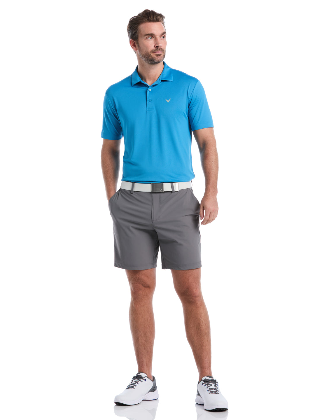 Micro Hex Golf Polo Shirt (Cendre Blue) 