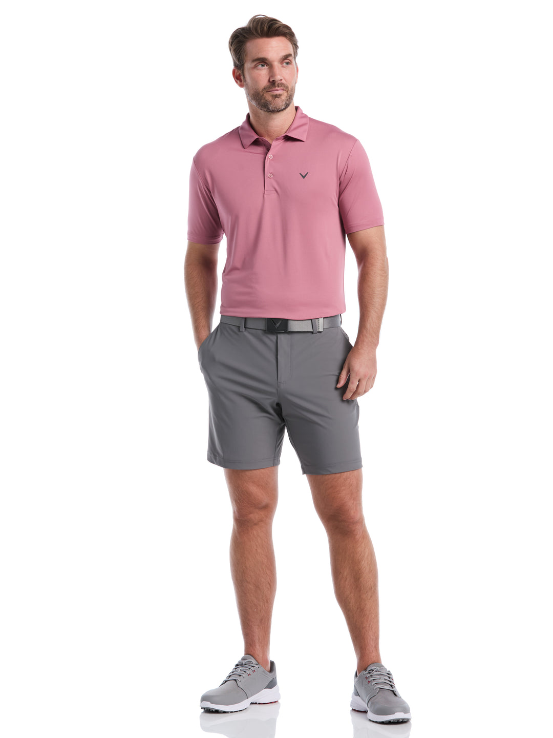 Micro Hex Golf Polo Shirt (Mesa Rose) 