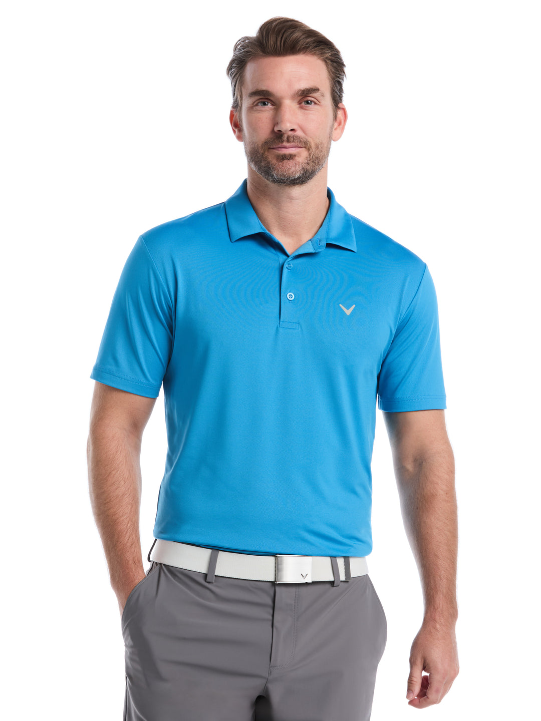Micro Hex Golf Polo Shirt (Cendre Blue) 