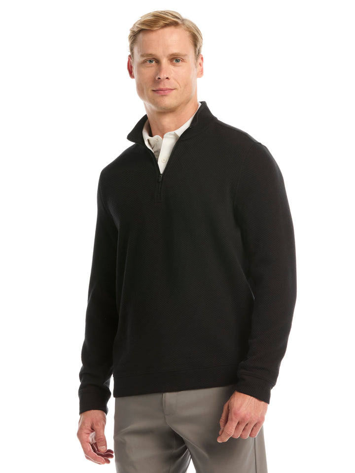 Mens Midweight Argyle Quarter Zip-Pullovers-Black-S-Callaway