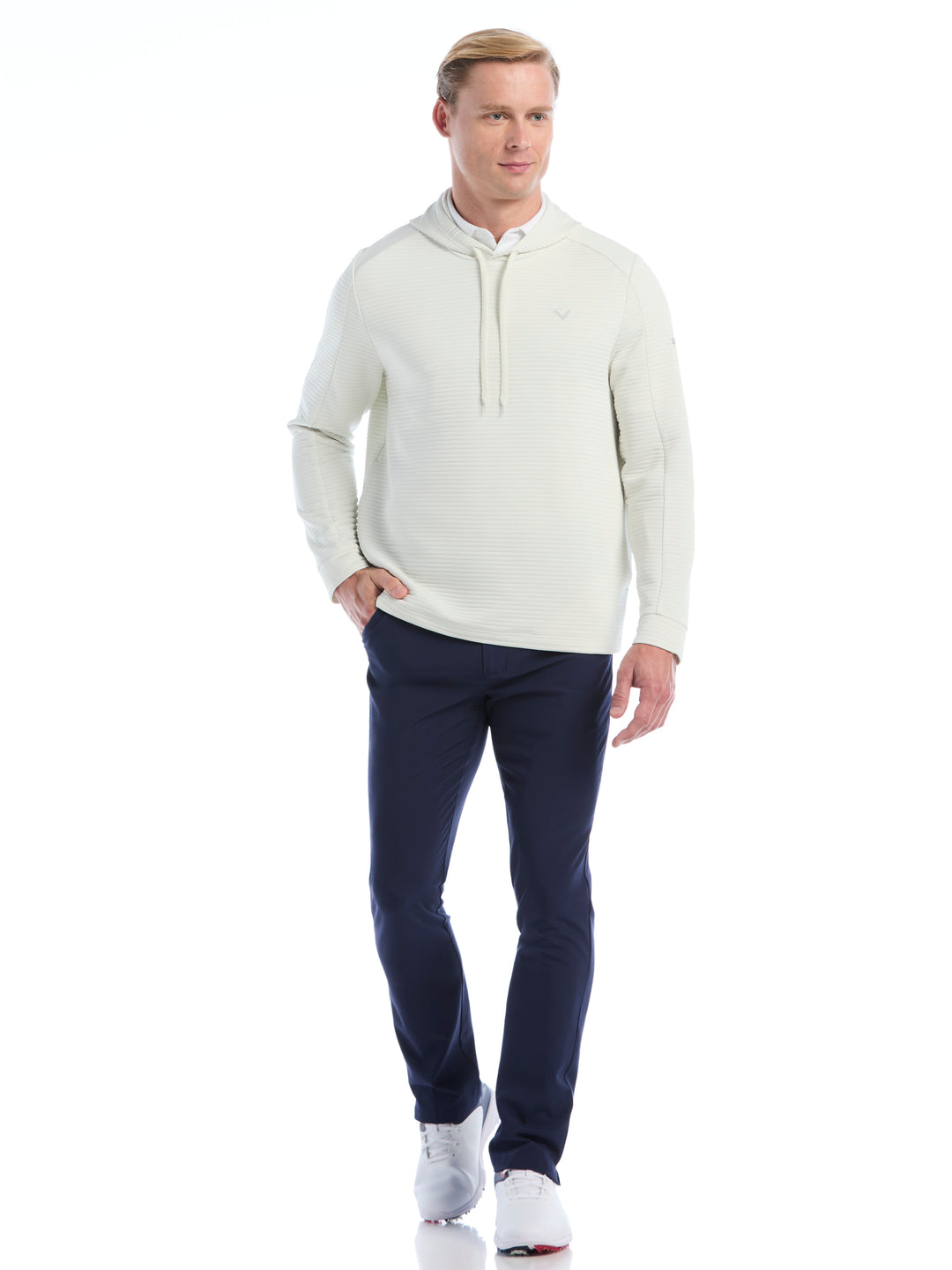 Men's Midweight Ottoman Golf Pullover Hoodie (White Onyx) 