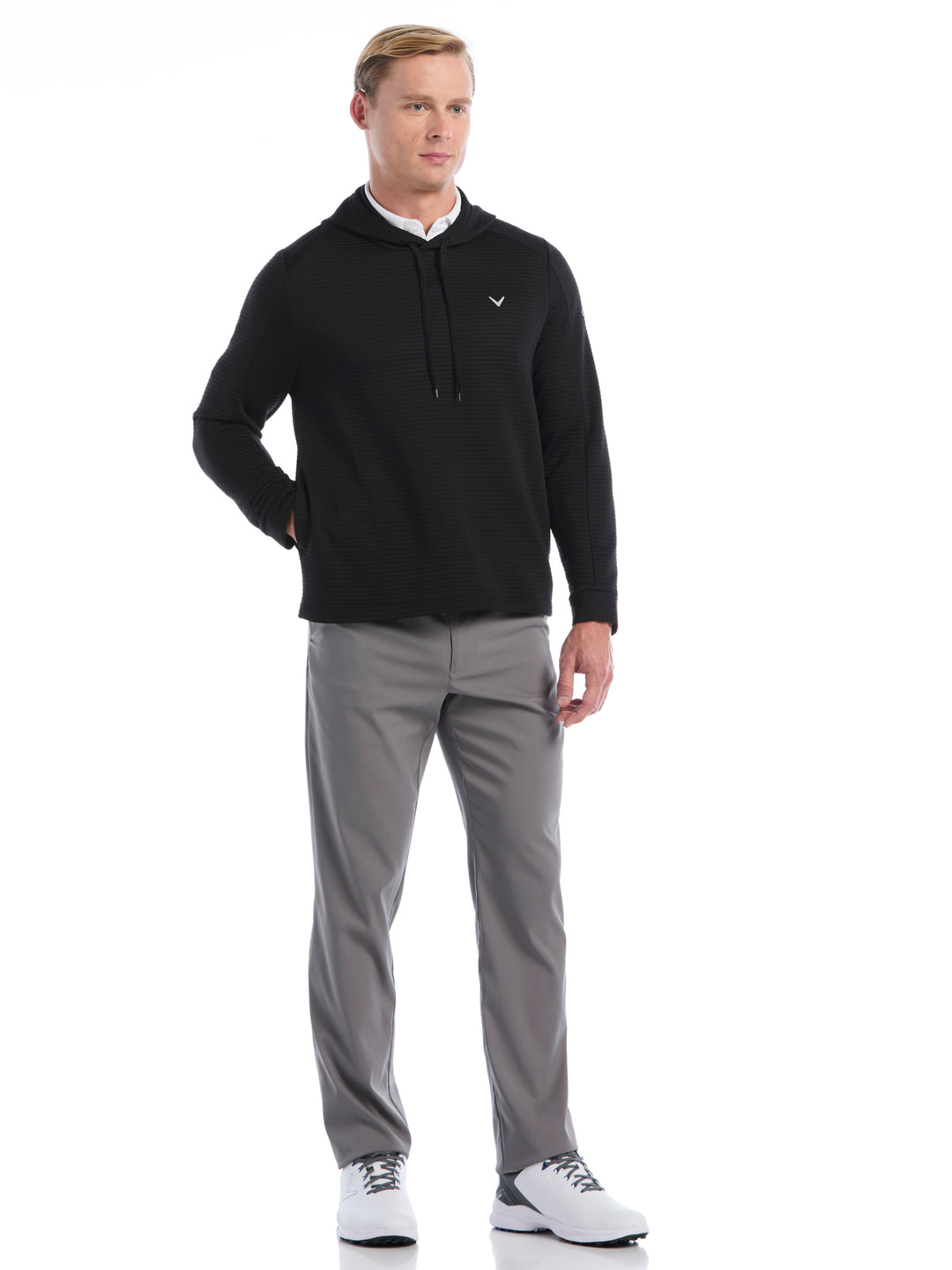 Men's Midweight Ottoman Golf Pullover Hoodie (Caviar) 