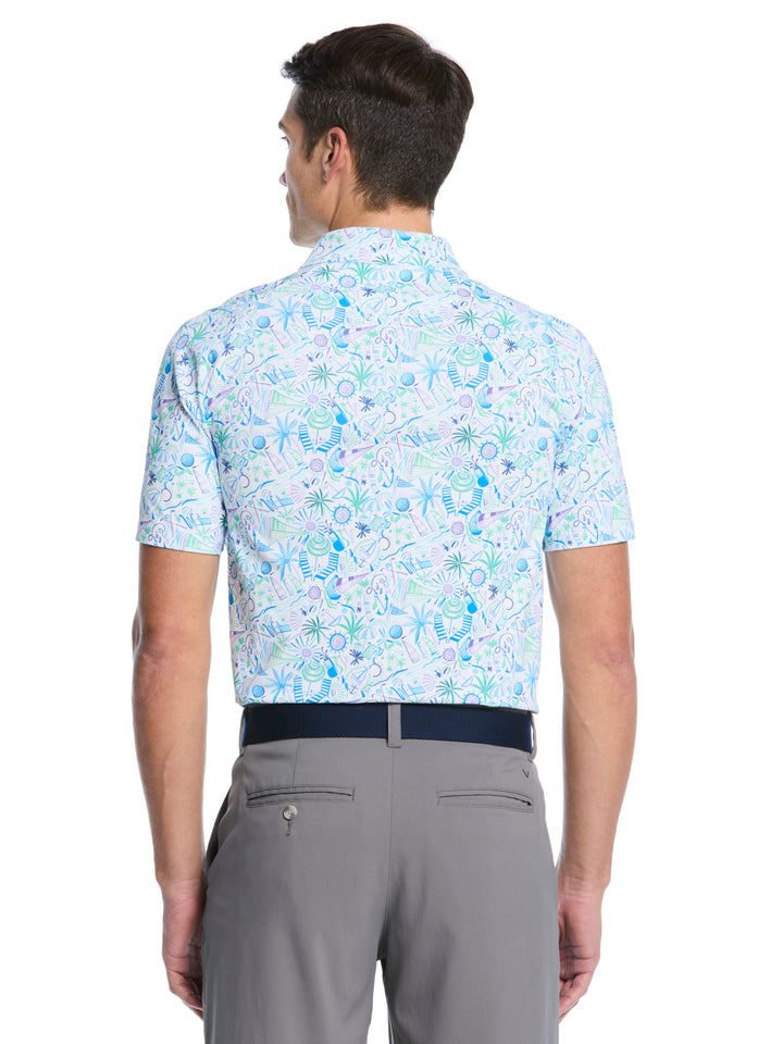 Nautical Conversational Print Golf Polo (Bright White) 
