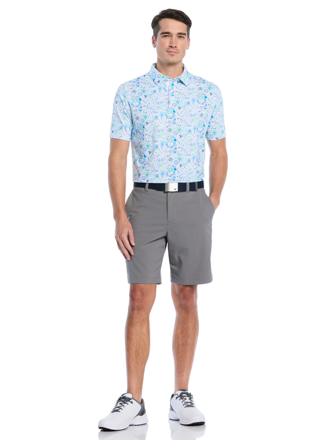 Nautical Conversational Print Golf Polo (Bright White) 