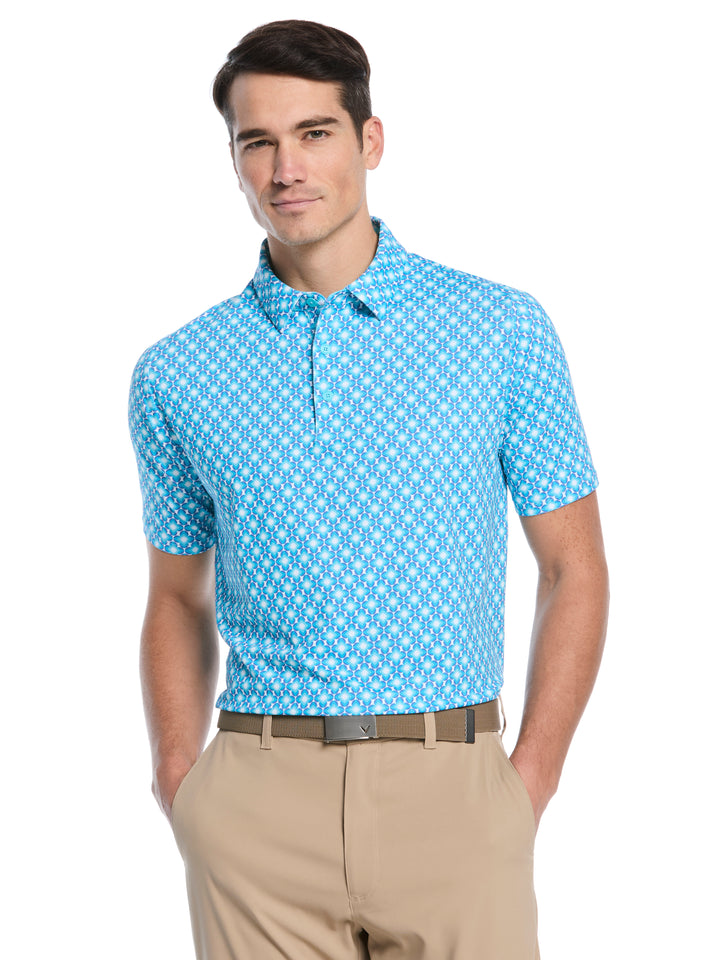 Ombre Chevron Geo Print Golf Polo (Blue Curacao) 