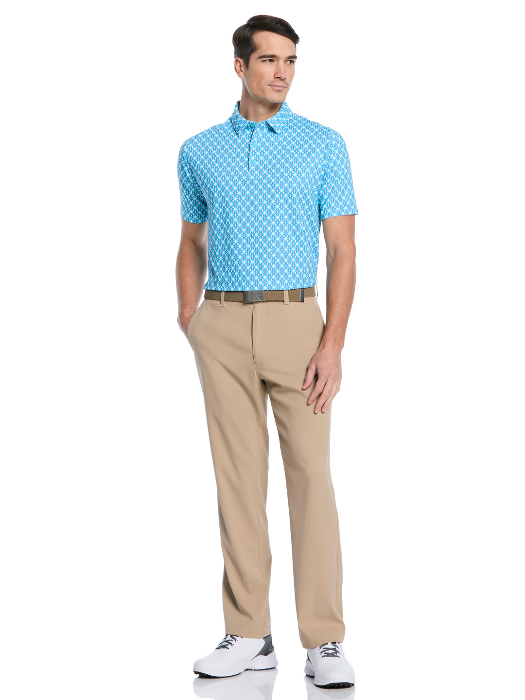 Ombre Chevron Geo Print Golf Polo (Blue Curacao) 