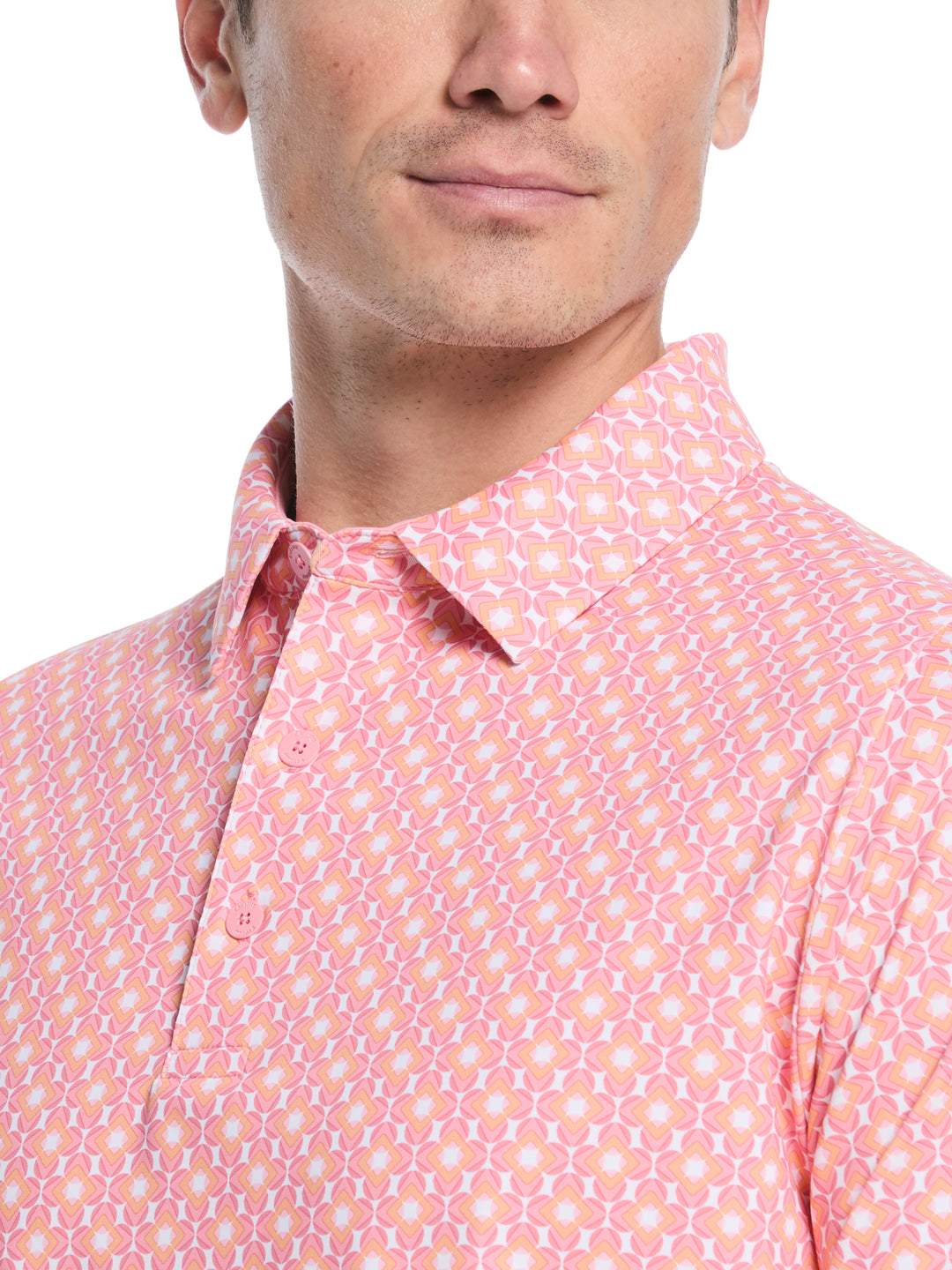 Ombre Chevron Geo Print Golf Polo (Dianthus) 