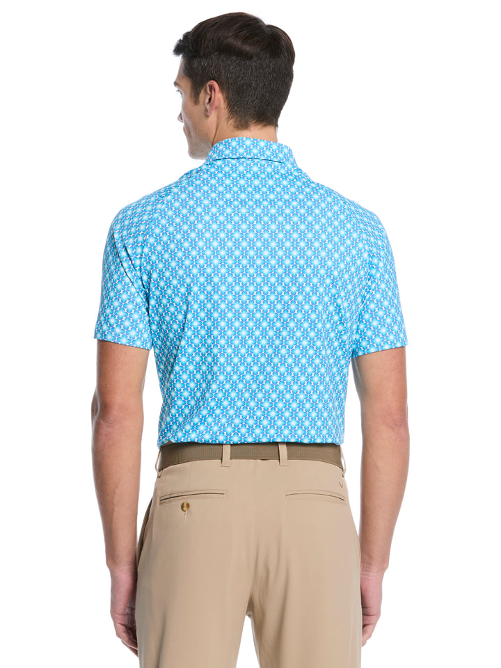 Ombre Chevron Geo Print Golf Polo (Blue Curacao) 