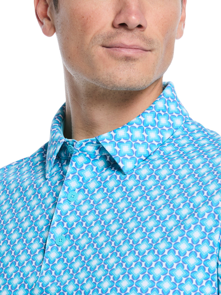 Ombre Chevron Geo Print Golf Polo (Blue Curacao) 
